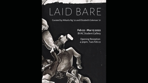 Black and white poster for Laid Bare exhibition