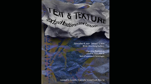 poster for text & texture, crumpled paper over blue and yellow background