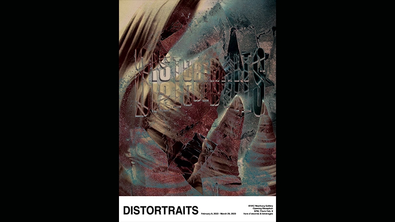 colorful, abstract poster for distortraits exhibition