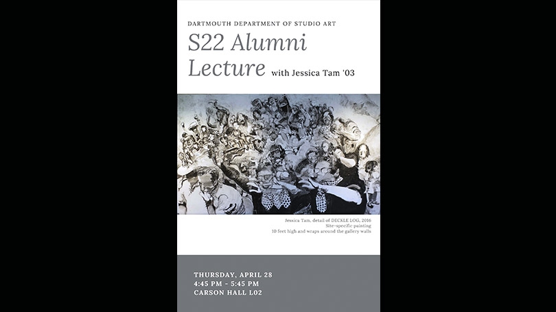 Poster for Jessica Tam lecture. black and white artwork