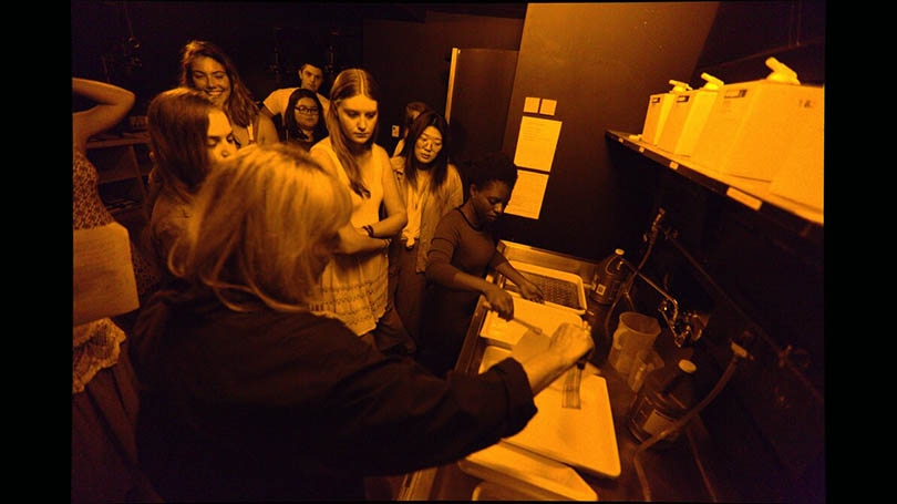 students in darkroom