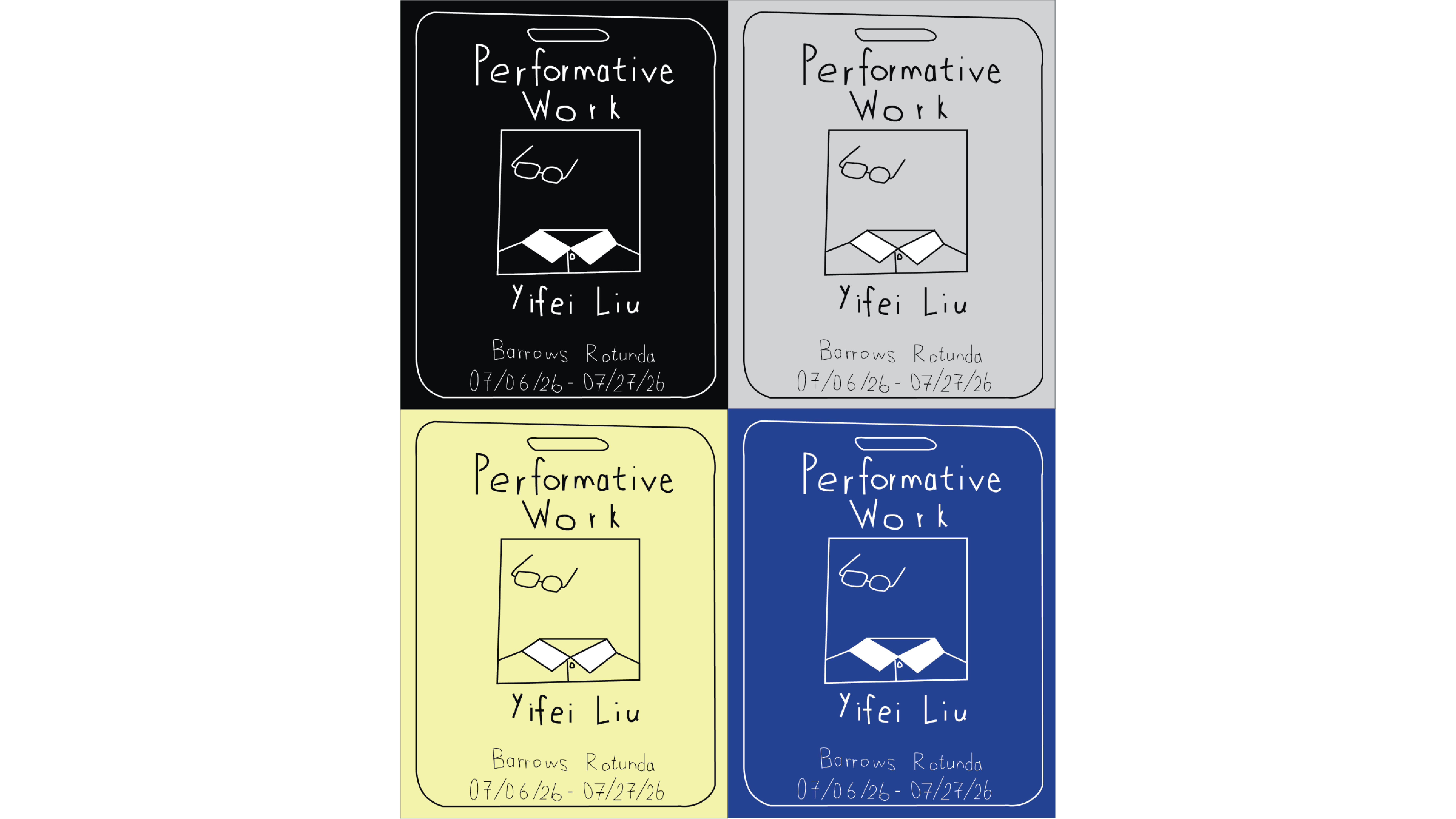 Text reads: Performative Work. Yifei Liu. Barrows Rotunda. 07/06/26 - 07/27/26